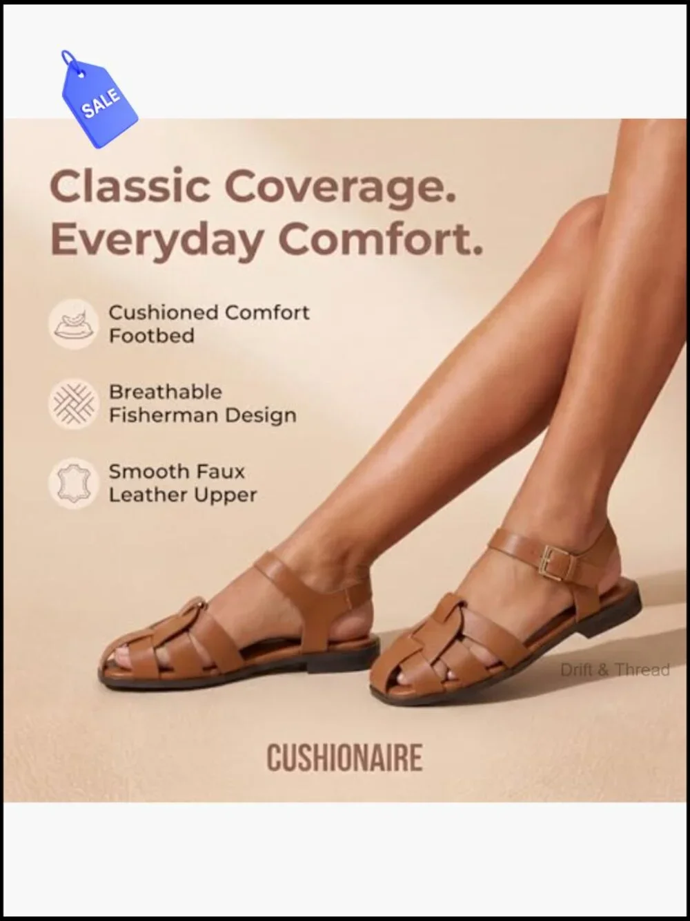 Fisherman Sandals Flat Closed Toe Adjustable Ankle Strap Faux Leather